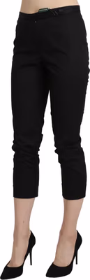Black High Waist Skinny Cropped Dress Trouser Pants