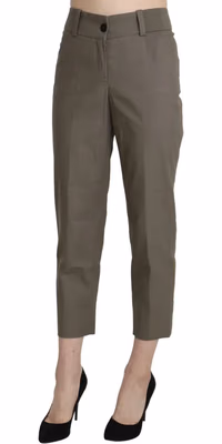 Gray High Waist Cropped Dress Trouser Pants