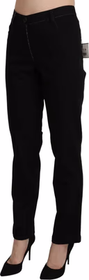 Black High Waist Straight Casual Trouser Pant