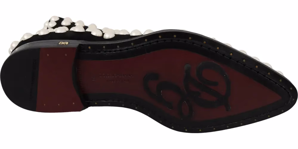 Dolce & Gabbana Black Suede Pearl Studs Boots Shoes