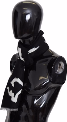 Black White Wool Unisex Winter Warm Scarf Wrap Shawl