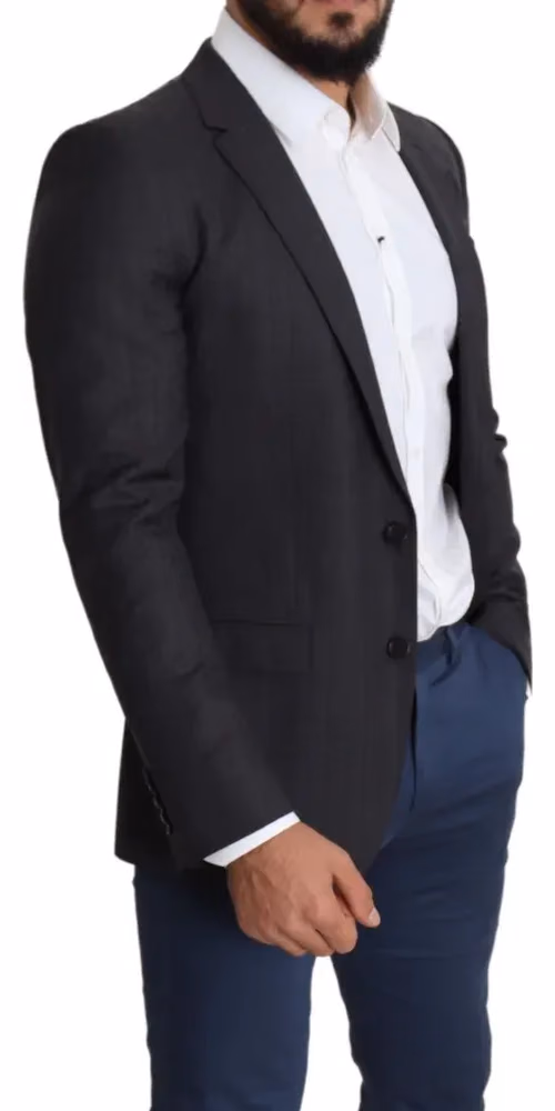 Dolce & Gabbana Dark Gray Wool Single Breasted Coat MARTINI Blazer