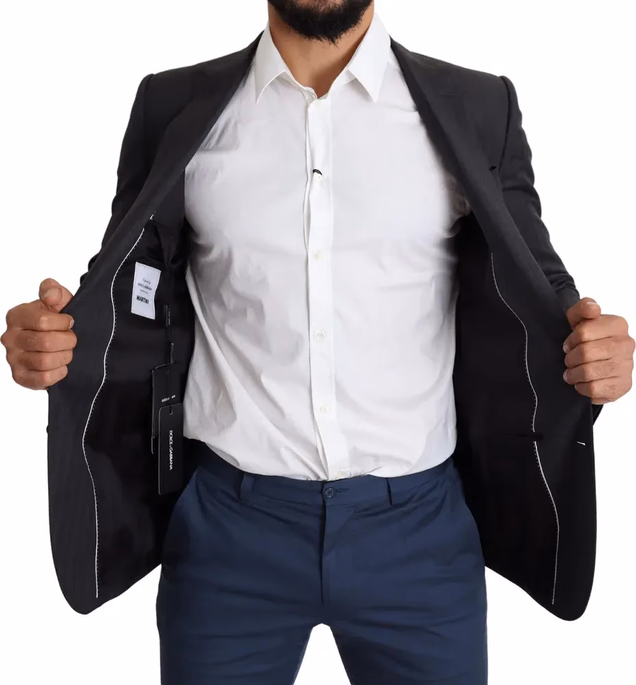Dolce & Gabbana Dark Gray Wool Single Breasted Coat MARTINI Blazer