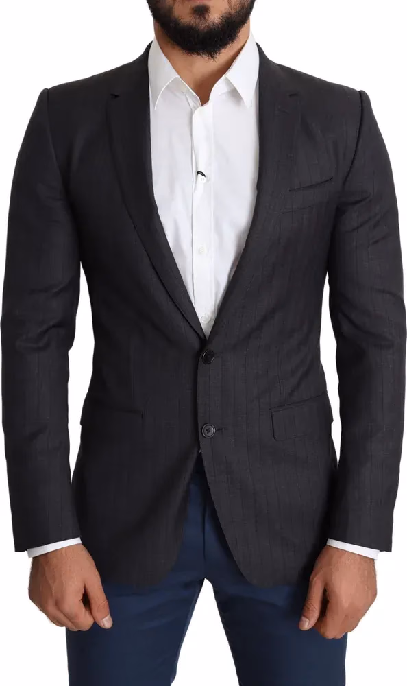 Dolce & Gabbana Dark Gray Wool Single Breasted Coat MARTINI Blazer