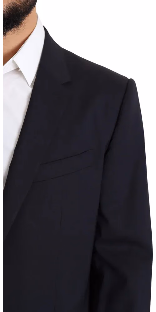 Dolce & Gabbana Dark Blue Wool Stretch Men Coat MARTINI Blazer