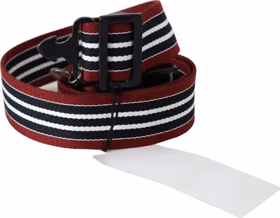 Maroon Black Stripe Silver Black Buckle Belt