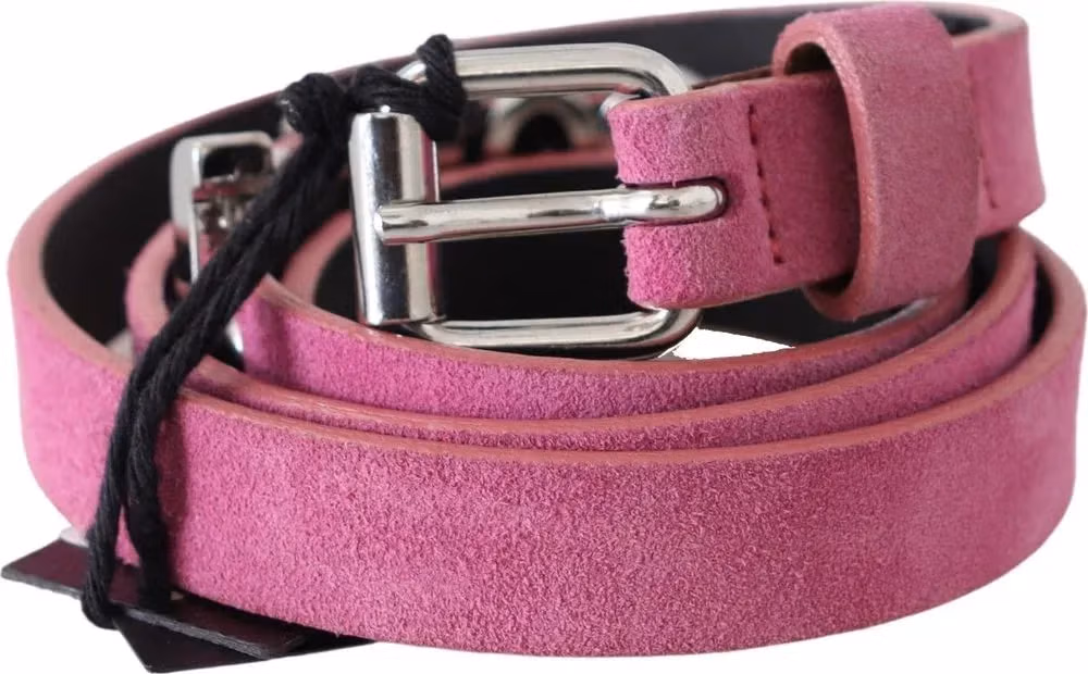 Just Cavalli Pink Silver Chrome Metal Buckle Waist Belt
