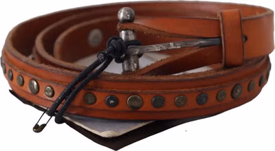 Brown Genuine Leather Rustic Silver Buckle Belt