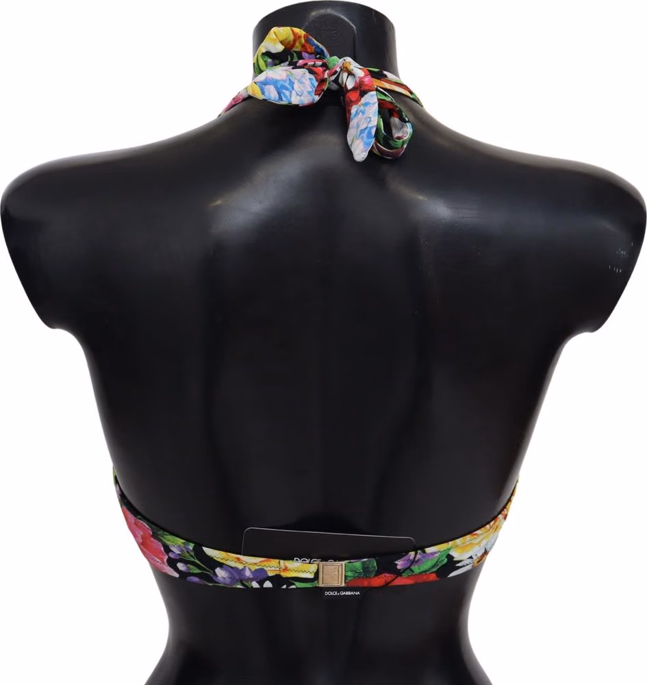 Dolce & Gabbana Multicolor Floral Print Swimwear Bikini Tops
