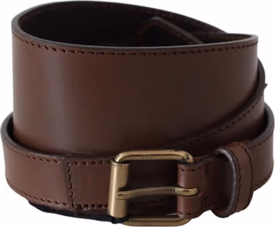 Brown Wide Leather Rustic Gold Metal Buckle Dark