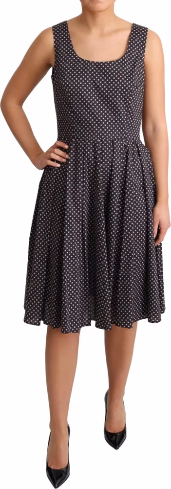 Dolce & Gabbana Black Floral Cotton A-Line Stretch Dress