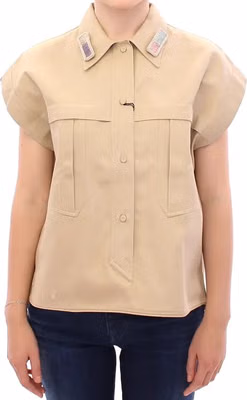 Beige Sleeveless Blouse Top