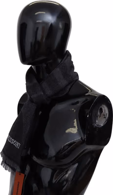 Black Striped Wool Unisex Neck Wrap Scarf