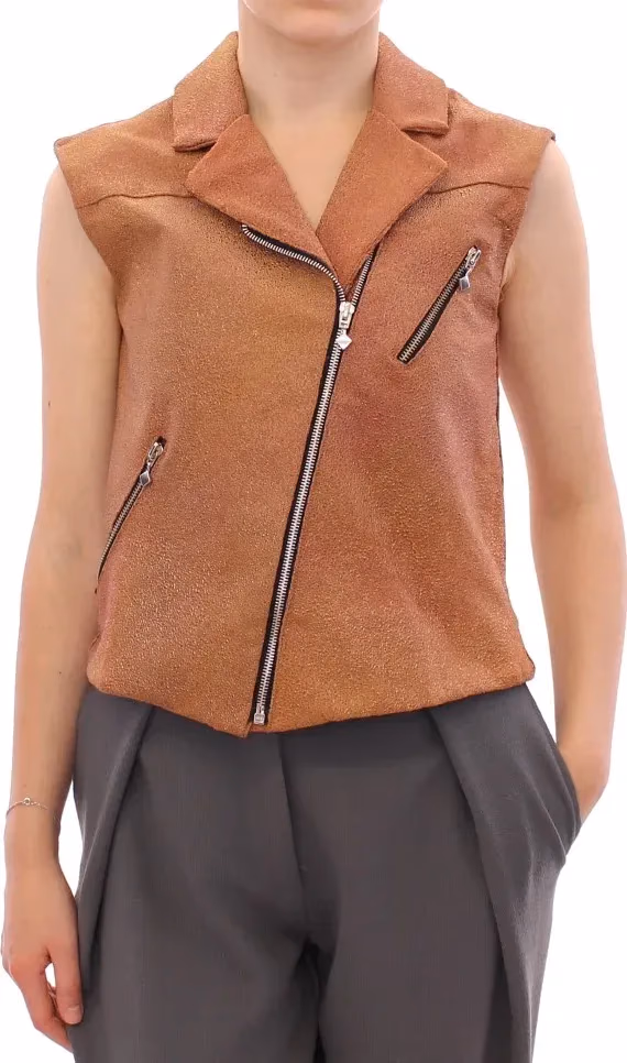 La Maison du Couturier Brown Leather Jacket Vest