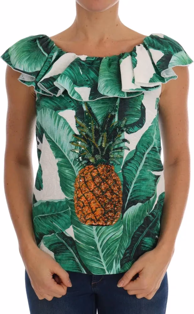 Dolce & Gabbana Pineapple Banana Sequins Blouse T-shirt