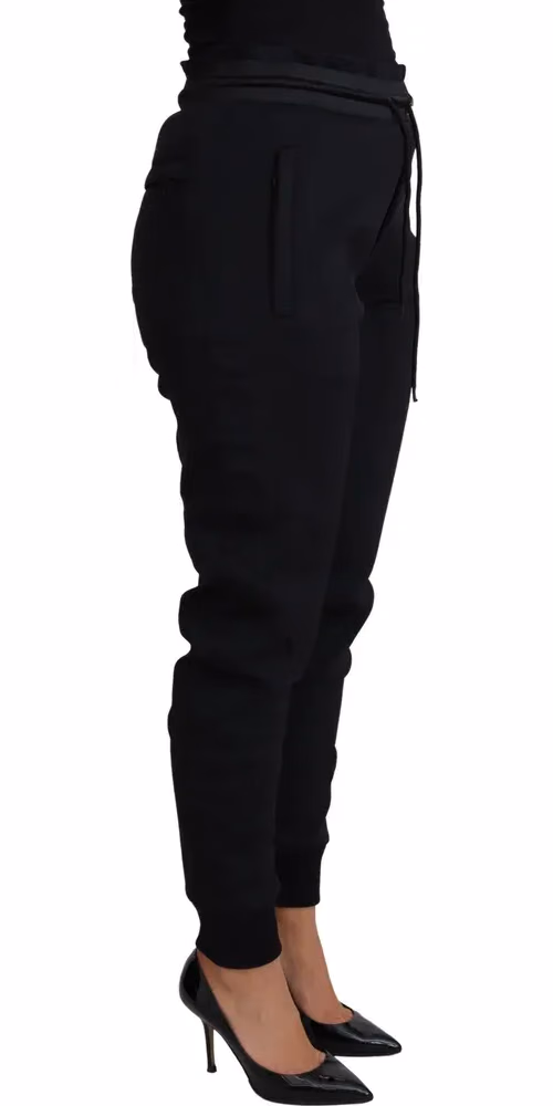Dolce & Gabbana Black Polyester Neoprene Jogger Trouser Pants