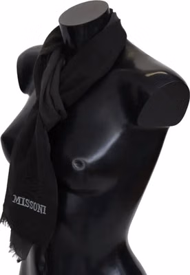 Black 100% Wool Unisex Neck Wrap Scarf