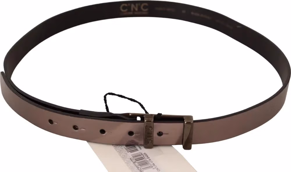 Costume National Pink Metallic Leather Buckle Belt
