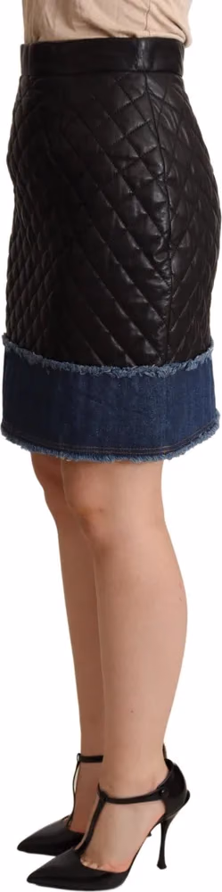 Dolce & Gabbana Black Quilted Leather Mini Skirts