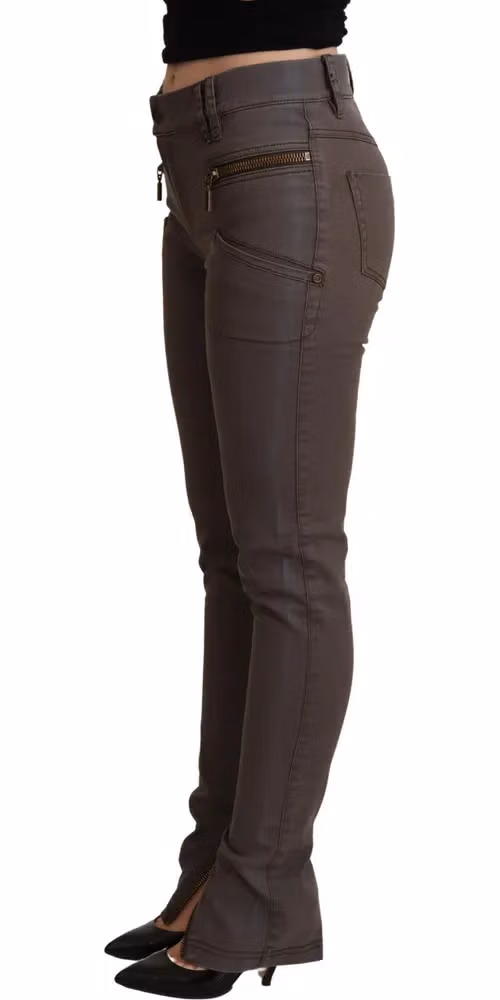 PLEIN SUD Brown Cotton Stretch Skinny Denim Jeans