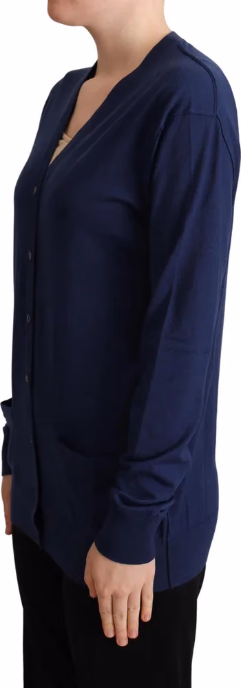 Dolce & Gabbana Blue Virgin Wool Button Down Cardigan Sweater