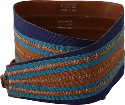 Brown Leather Wide Waistband Tie Fastening Belt