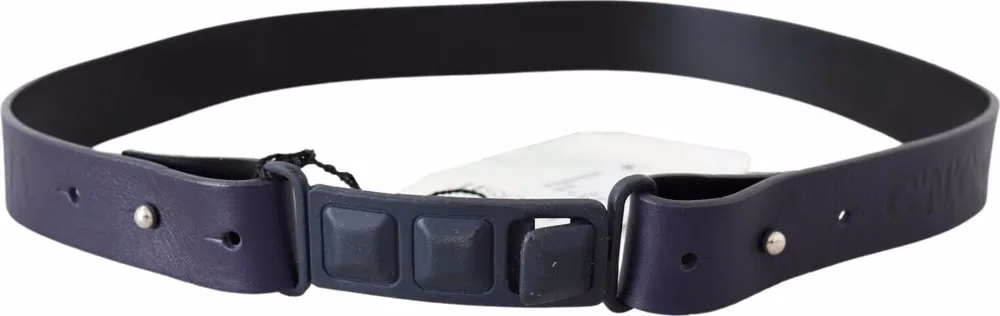 Costume National Black Leather Normal Logo Buckle Waist Belt