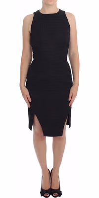 Black Sheath Party Evening Knee Length Dress