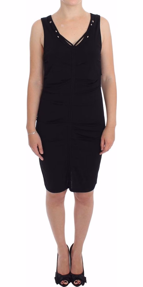 Roccobarocco Black Stretch Wiggle Pencil Sheath Bodycon Dress