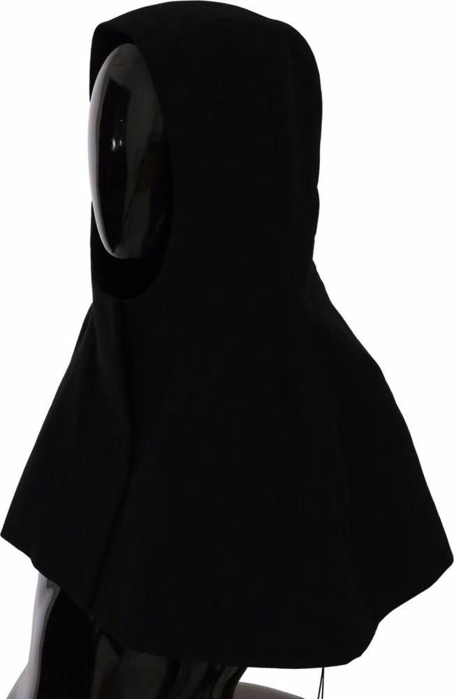 Dolce & Gabbana Black Wool Whole Head Hooded Scarf Hat