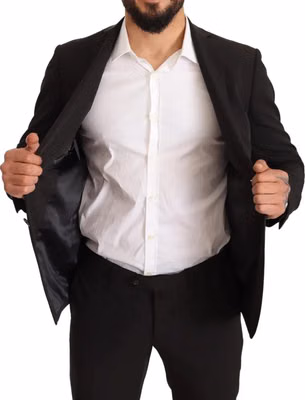 Black Polyester Slim 2 Piece Set TAGLIENTE Suit