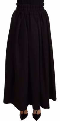 Black Wool High Waist Maxi PIECE Skirt