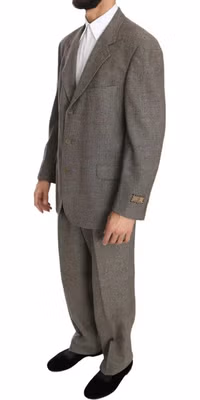 Brown Wool Regular Single Breasted Suit