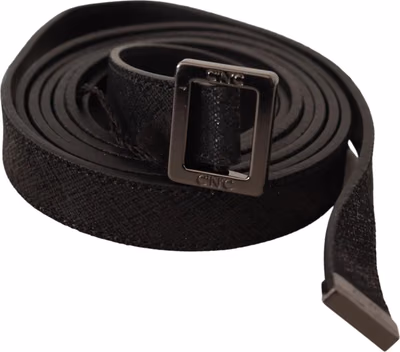 Black Leather Metal Buckle Waist Belt