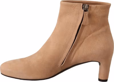 Beige Suede Leather Mid Heels Pumps Boots Shoes