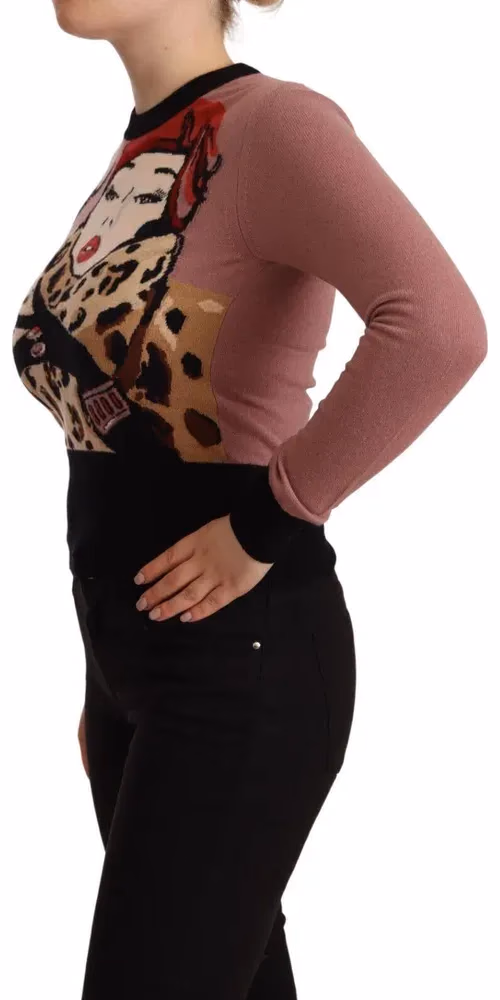 Dolce & Gabbana Pink Cashmere Crewneck Sartoria Pullover Sweater