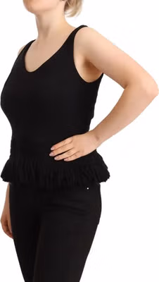 Black Cotton Sleevelesss Tank Casual Top