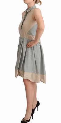 Multicolor Collared Sleeveless Sheath Dress
