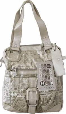 White Printed Handbag Shoulder Fabric Purse