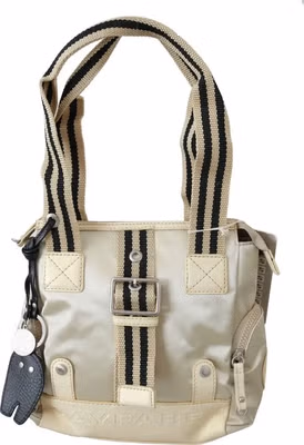 Beige Handbag Shoulder Tote Fabric Purse