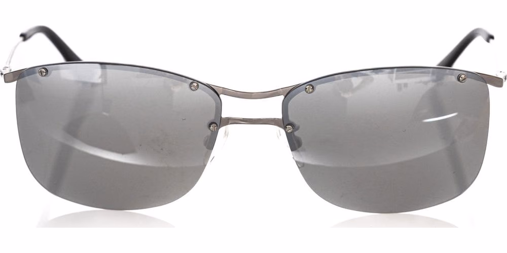 Frankie Morello Silver Metallic Fibre Men Sunglass