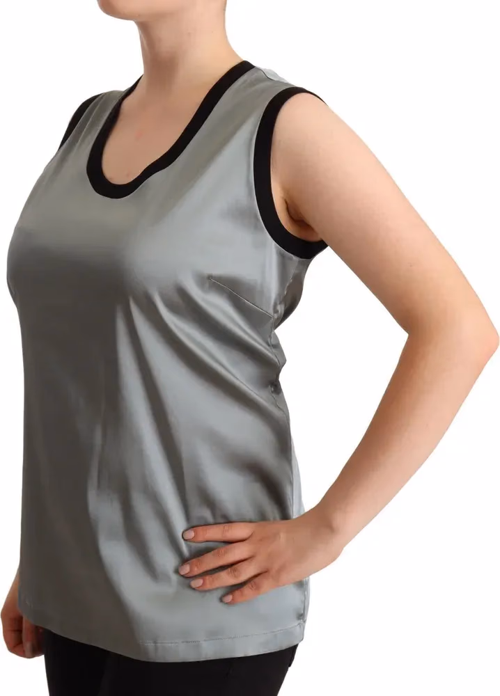 Dolce & Gabbana Silver Round Neck Sleeveless Casual Tank Top