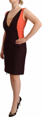 Multicolor Polyester Sleeveless Sheath Knee Length Dress