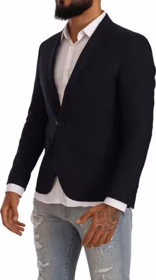 Black Single Breasted One Button Suit Jacket