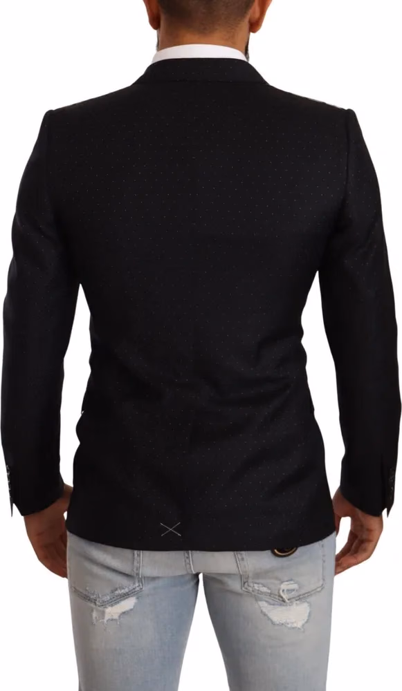 Dolce & Gabbana Dark Gray Dotted Double Breasted MARTINI Jacket