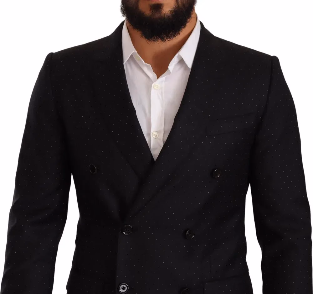 Dolce & Gabbana Dark Gray Dotted Double Breasted MARTINI Jacket