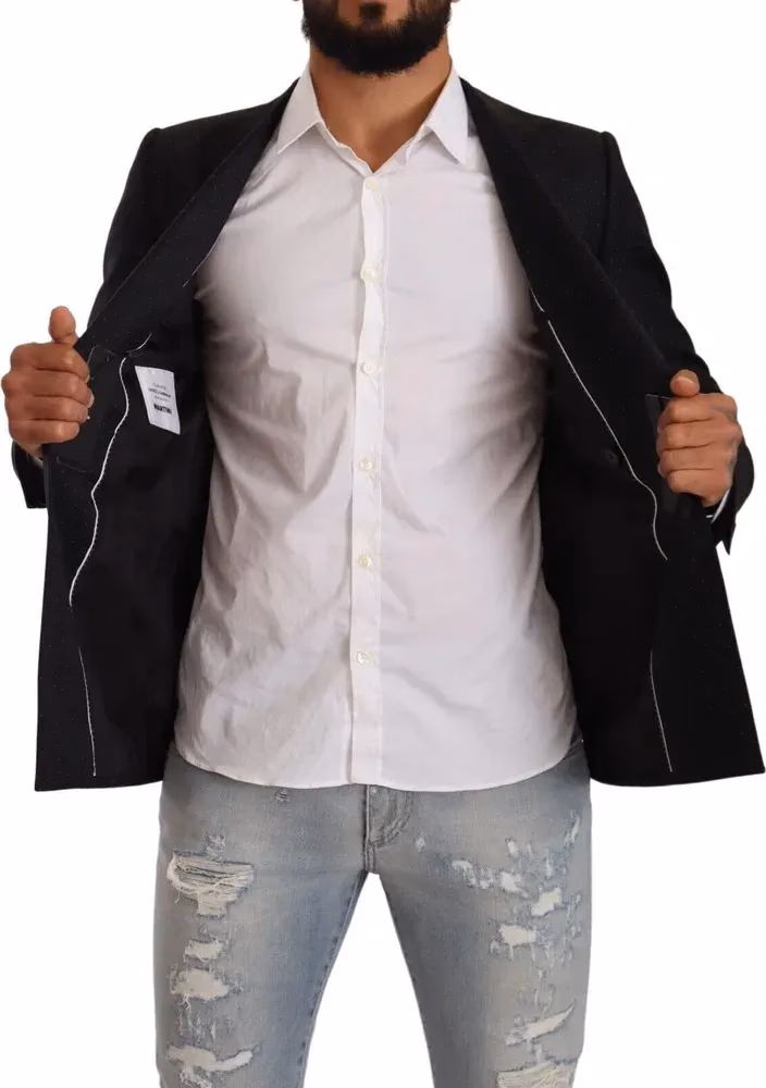 Dolce & Gabbana Dark Gray Dotted Double Breasted MARTINI Jacket