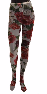White Floral Print Tights Nylon Stockings