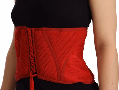 Red Corset Belt Stretch Waist Strap Silk Top