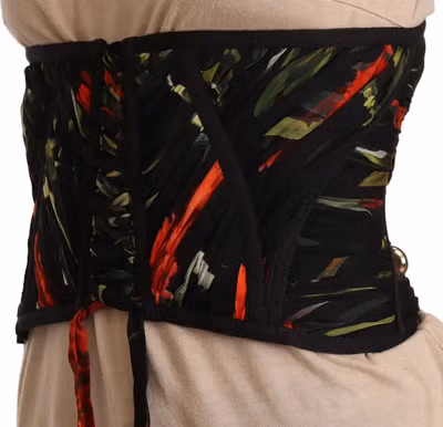 Black Corset Belt Stretch Waist Strap Silk Top